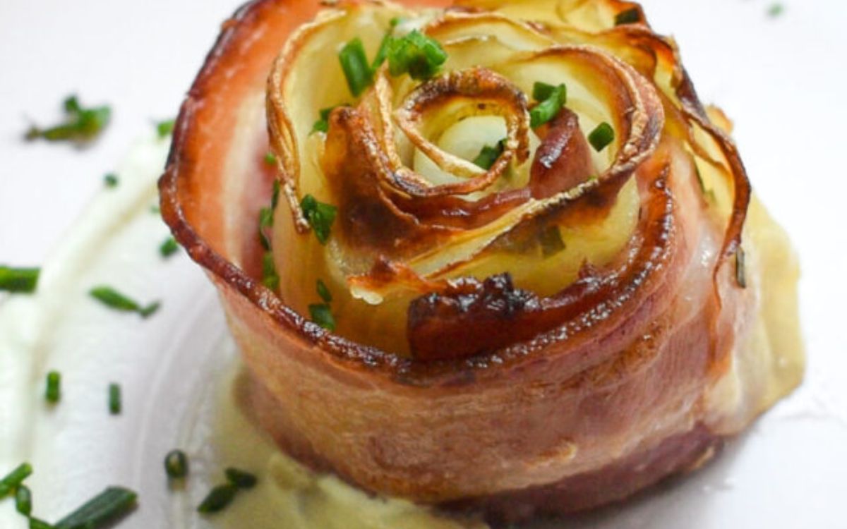 rosas de batata com bacon na airfryer