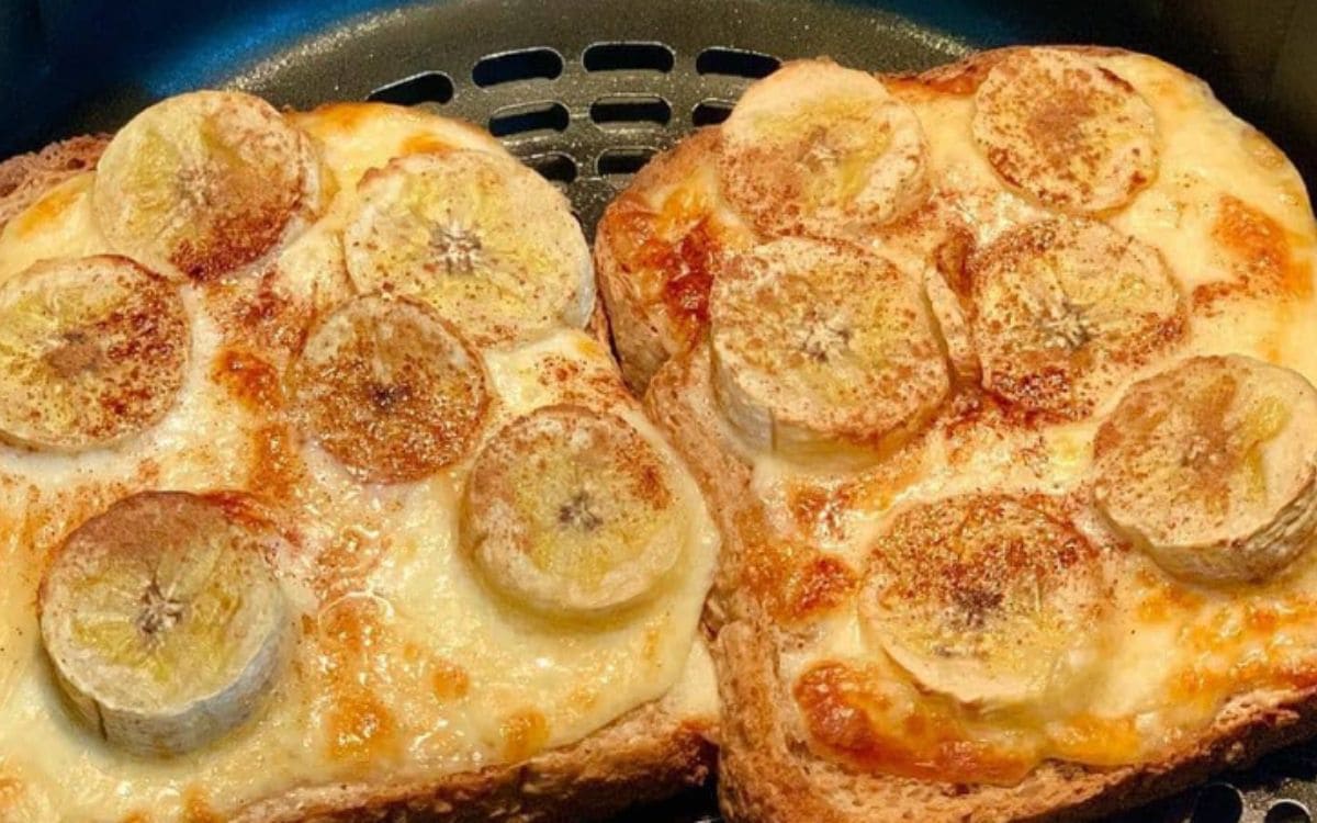 pão com banana e canela na airfryer