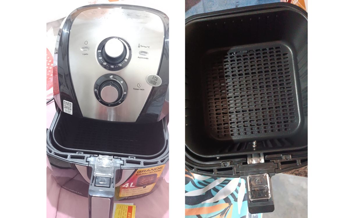 Cesto da Air Fryer Mondial 4 Litros AFN 40 BI é quadrado