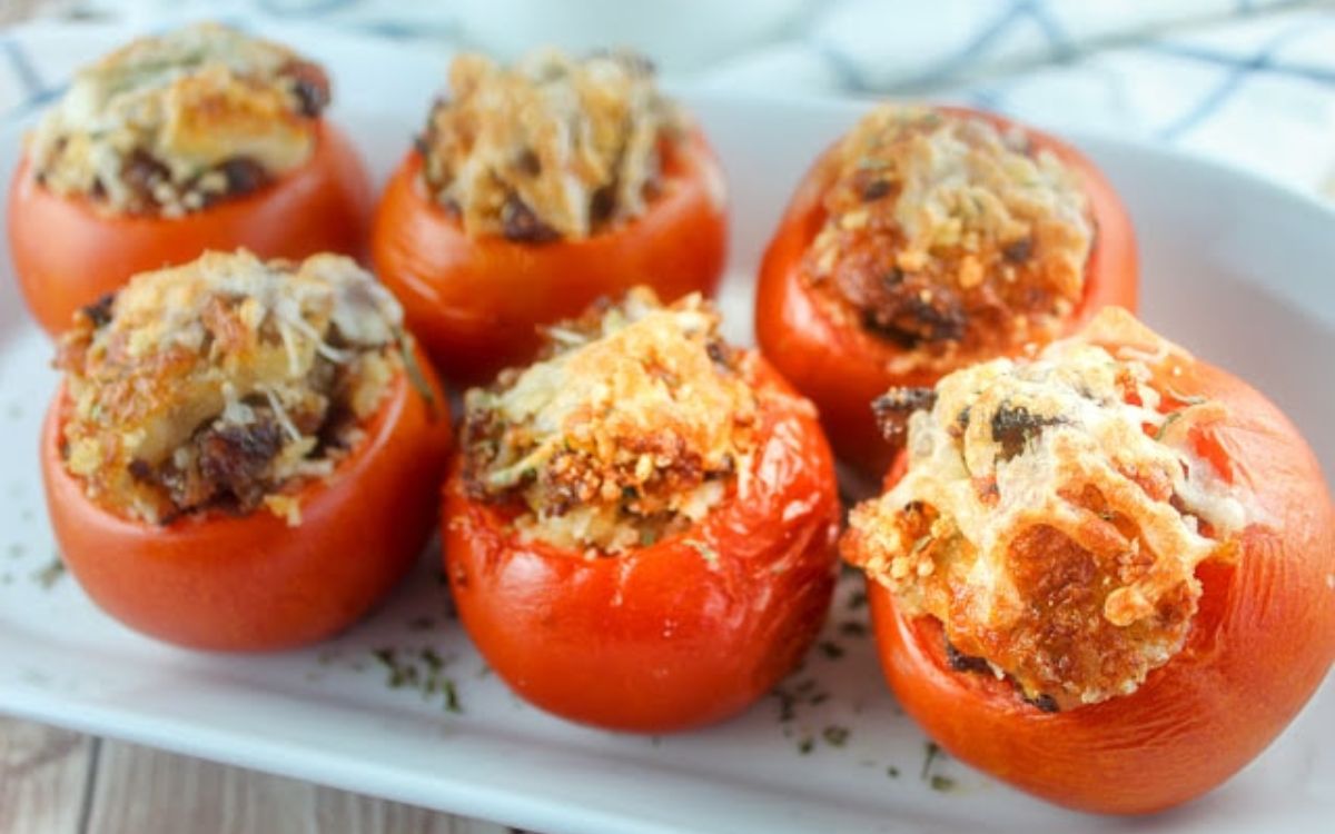 tomate recheado com frango na airfryer