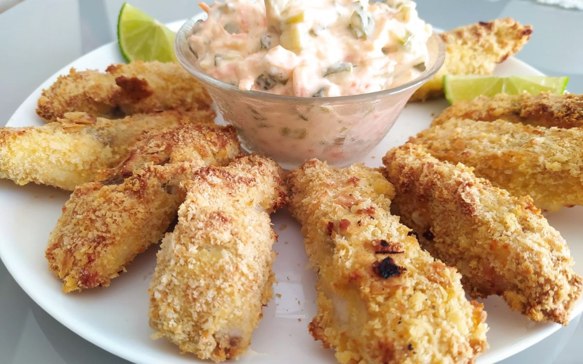 Receita de Isca de Peixe Empanado na Airfryer