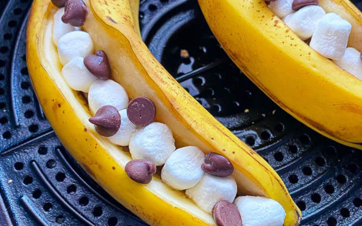 banana recheada na airfryer