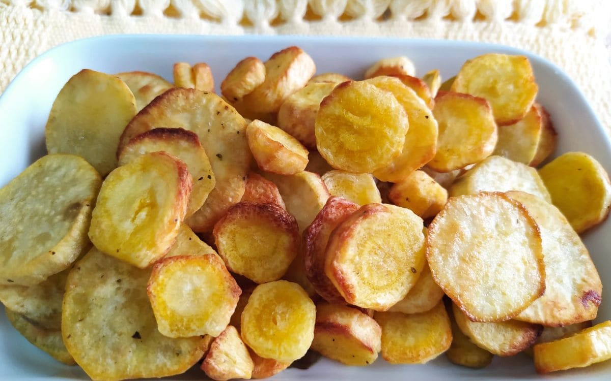 mandioquinha e batata doce na airfryer