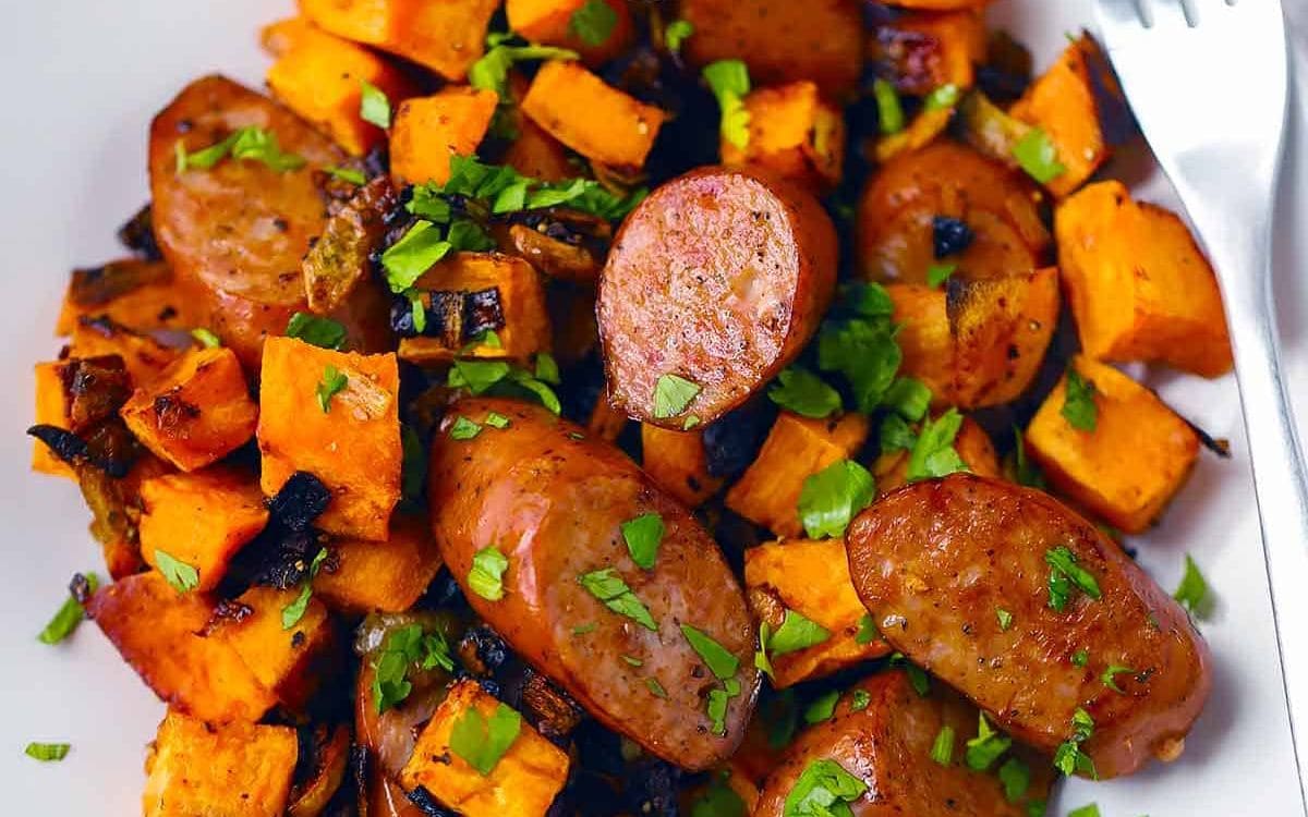 Batata Doce com Linguiça na Airfryer