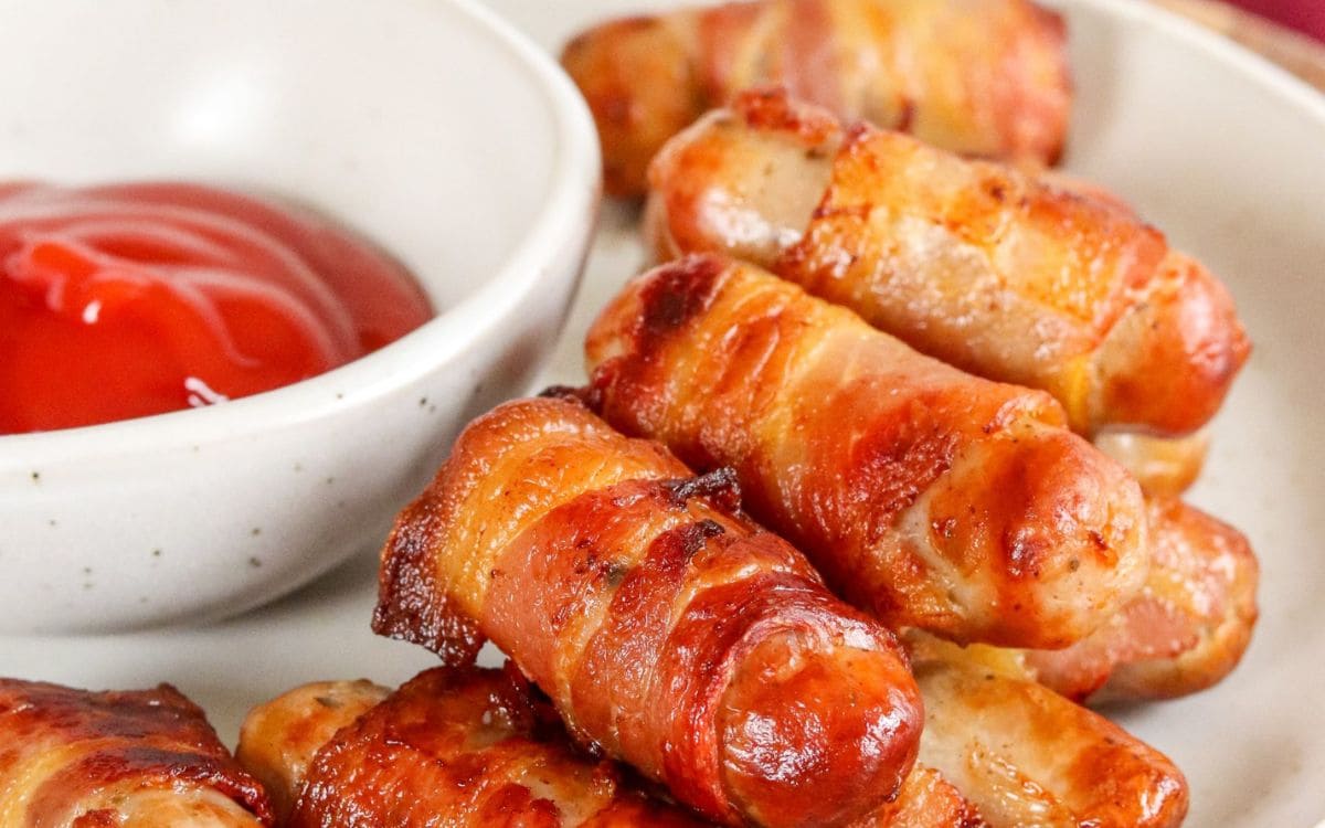 linguiça enrolada com bacon na airfryer