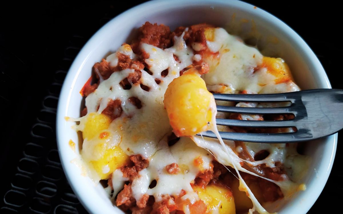 nhoque com carne moída na airfryer