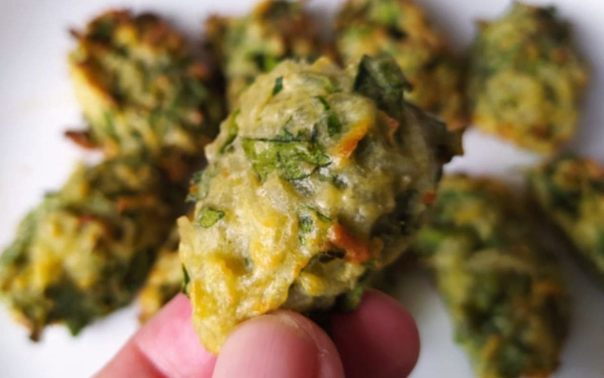 bolinho de arroz e espinafre na air fryer