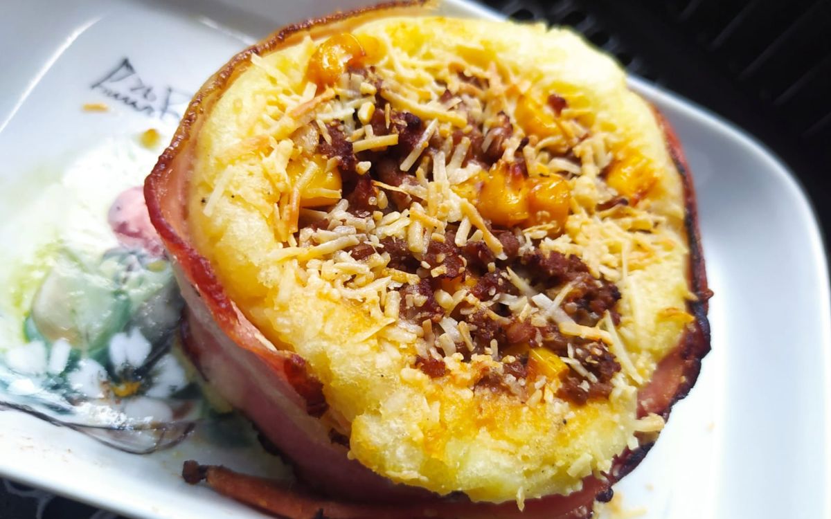 cestinha de batata com bacon na airfryer