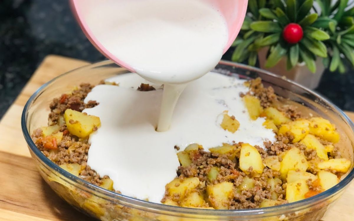 batata gratinada com carne moida