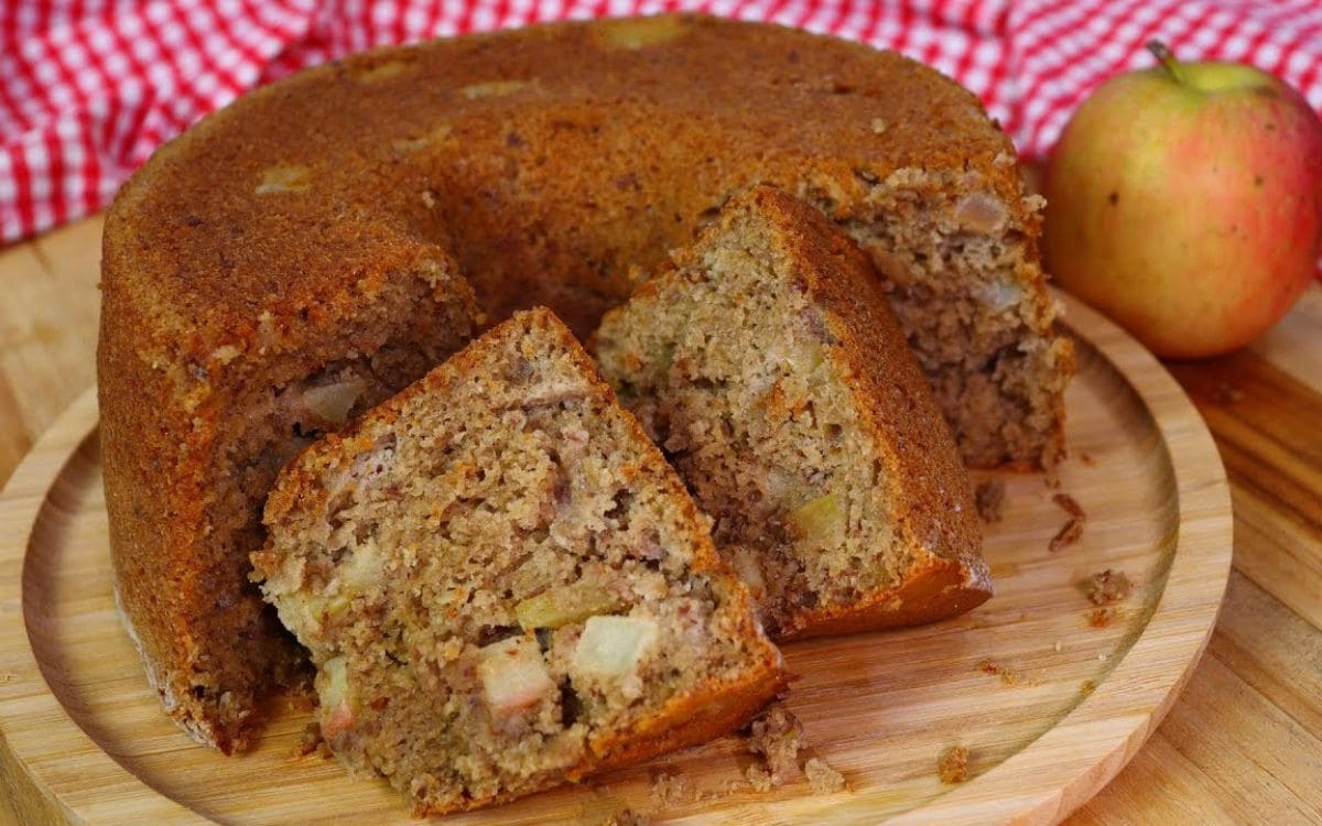 bolo de aveia com banana e maçã