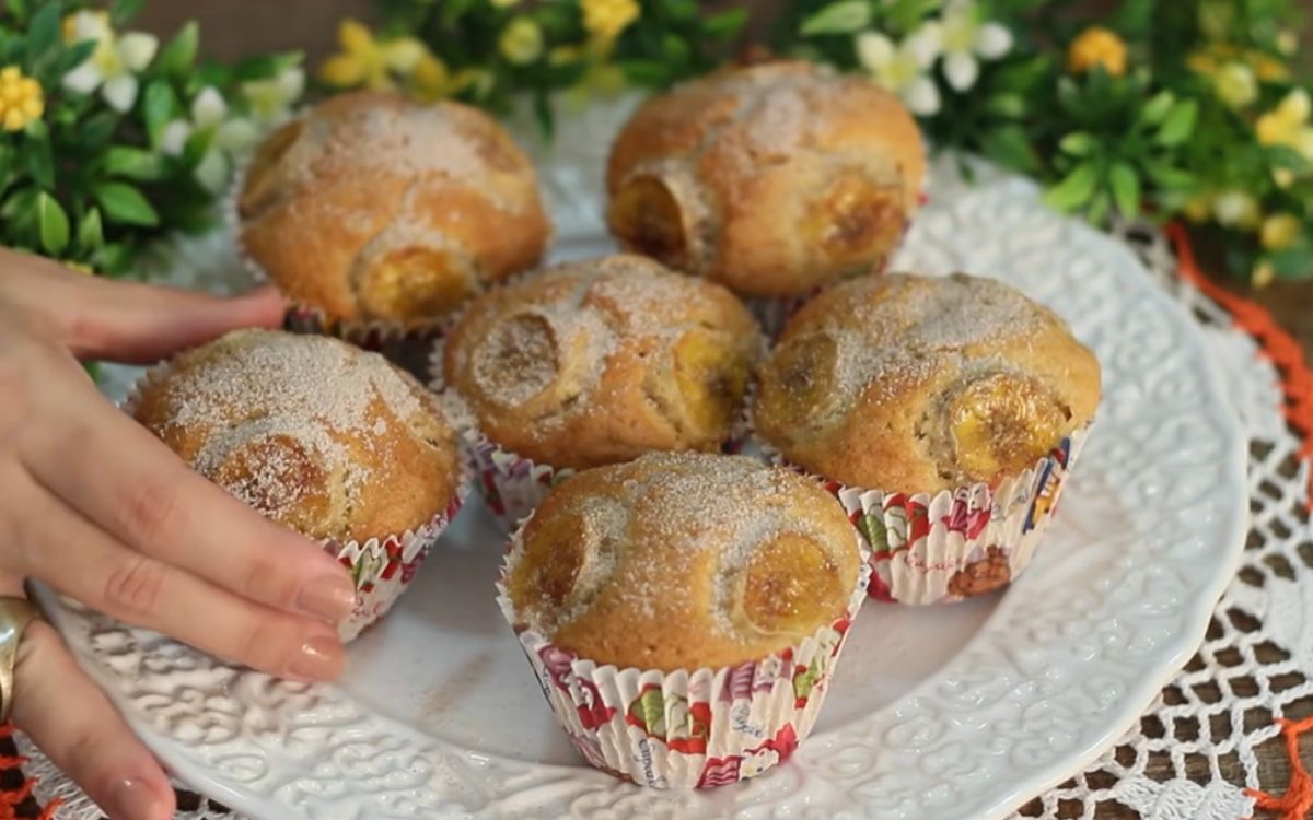 muffins de banana com canela