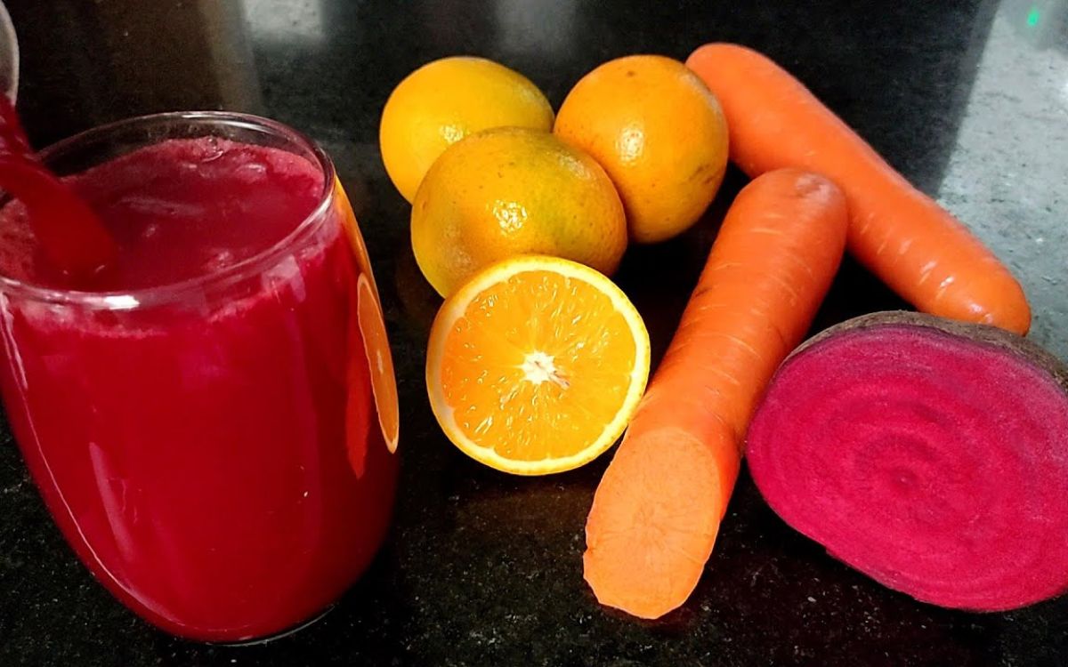 suco de laranja com cenoura e beterraba