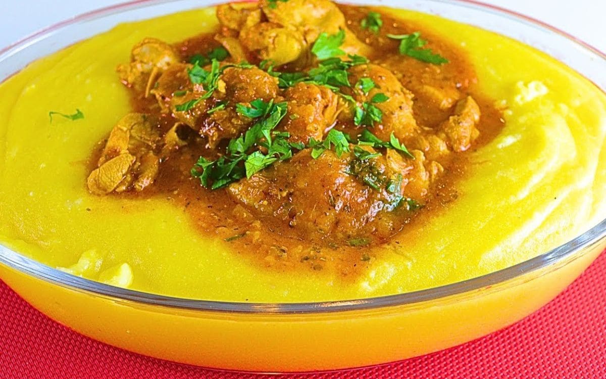 polenta cremosa com frango