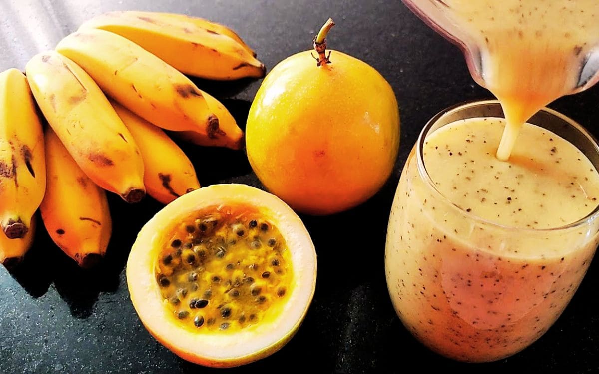 suco de maracujá com banana